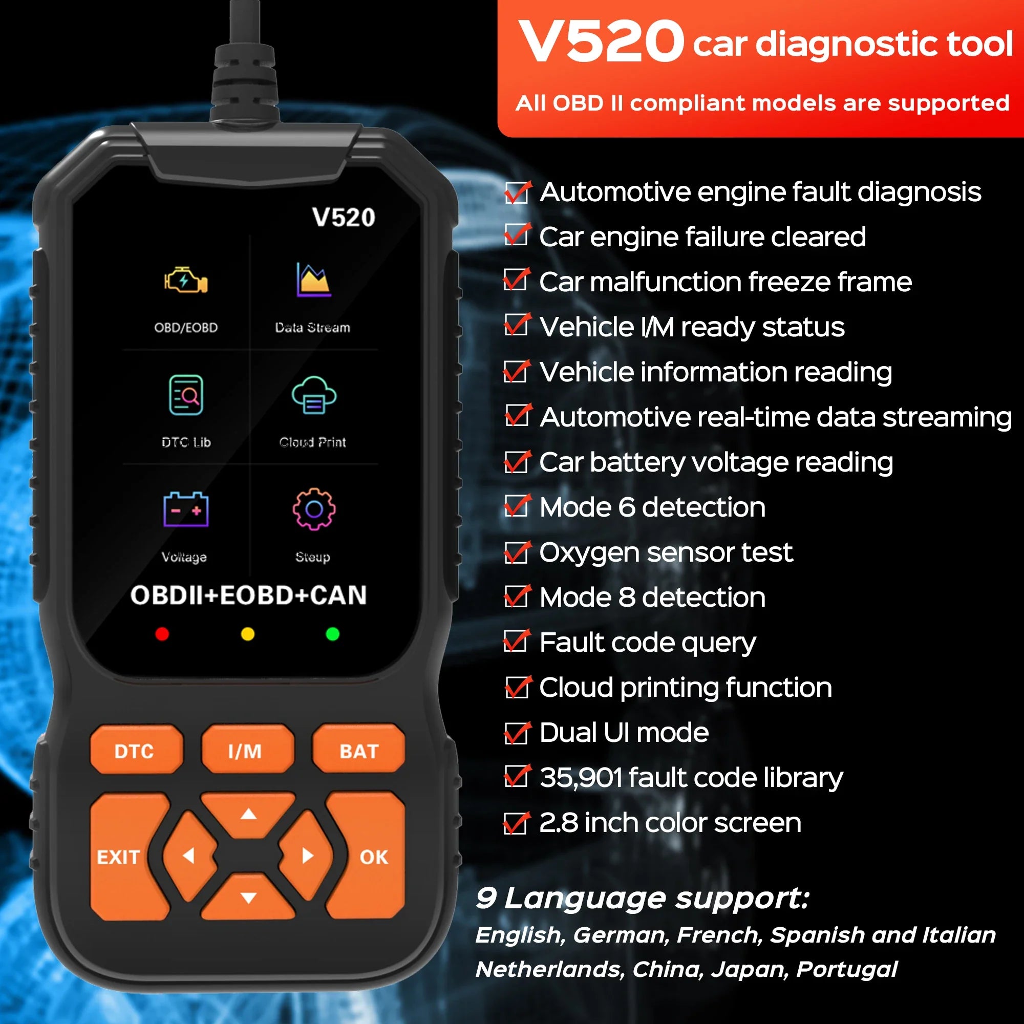 OBD2 Skaner Diagnostyczny — Czytnik Kodów Błędów do Samochodu