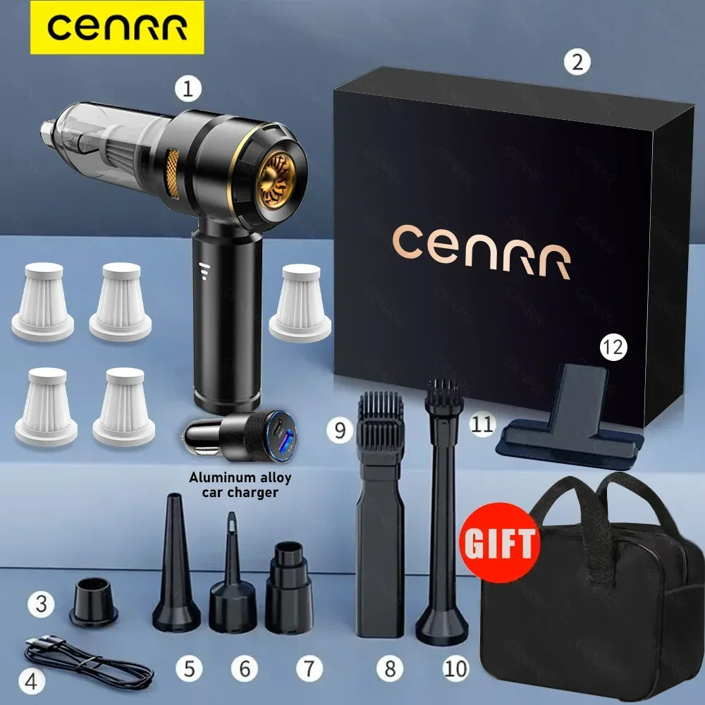 Odkurzacz Samochodowy Bezprzewodowy CENRR 998000PA — 3 Tryby Ssania, Filtr HEPA