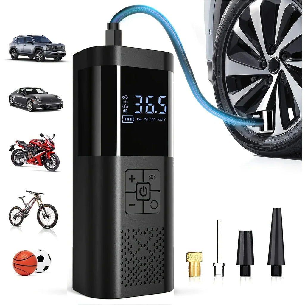 Kompresor Samochodowy Bezprzewodowy 150PSI — 3x Szybsze Pompowanie, Wyświetlacz Cyfrowy